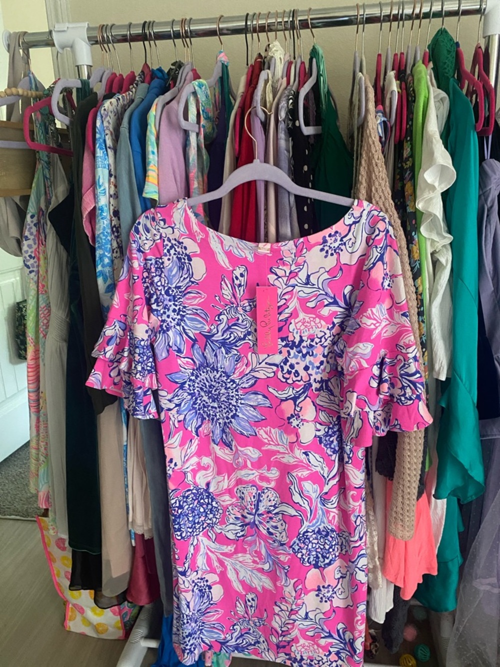 Lilly Pulitzer Pink Tropics Floral Flutter-Sleeve